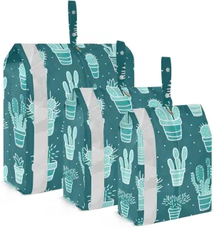 Cactus Green Packing Cubes for Travel 3 Set Compression Bags Luggage Organizers for Woman Man