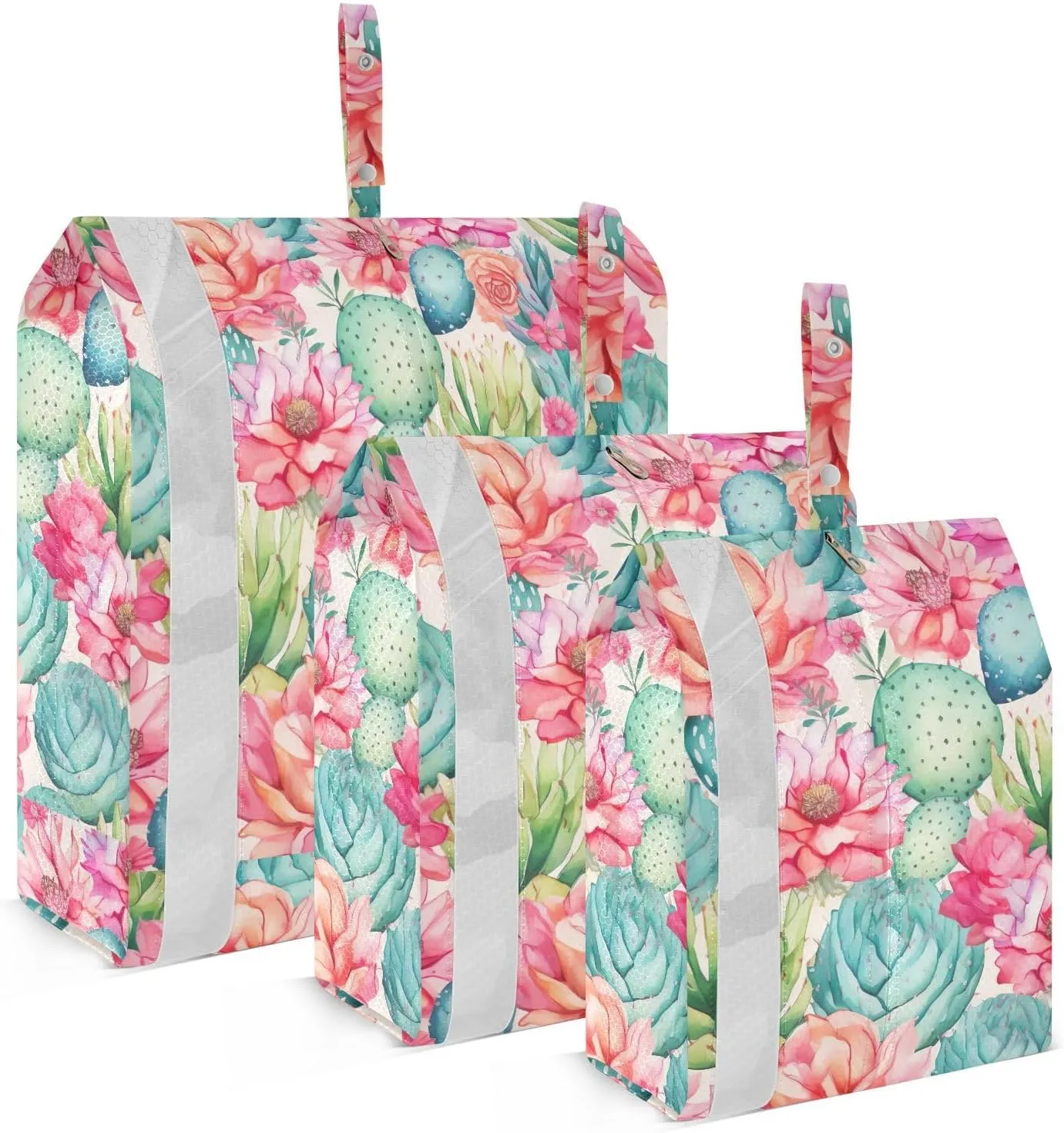 Cactus Pink Flowers Packing Cubes for Travel 3 Set Travel Organizer Bags Luggage Organizers for Packing Compression