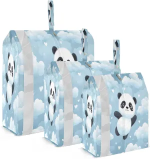 Cartoon Panda Clouds Packing Cubes for Travel 3 Set Compression Packing Cubes Luggage Packing Organizers for Travel Accessories
