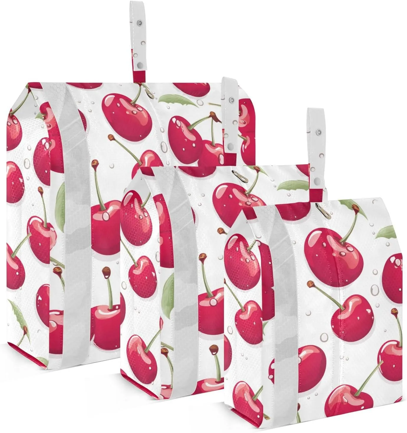 Cherries Red Packing Cubes for Travel 3 Set Compression Packing Bags Luggage Cubes for Suitcase