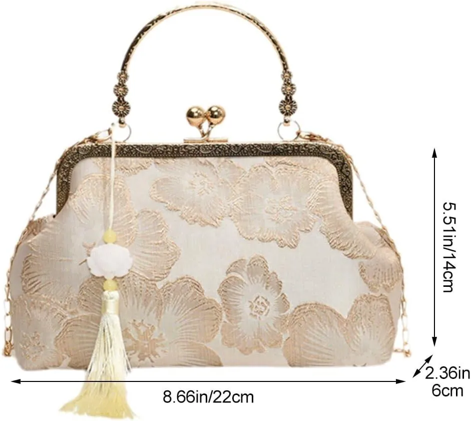 Chinese Style Embroidered Shoulder Bag Elegant Handbag Retro Small Bag Wedding Party Women's Evening Bag