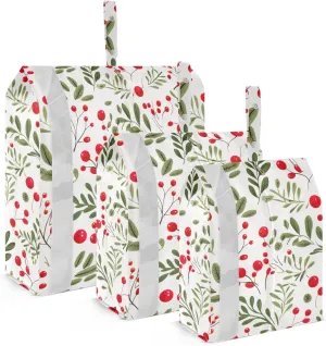 Christmas Leaf Cranberry Packing Cubes for Travel 3 Set Packing Cubes Compression Luggage Cubes for Travel