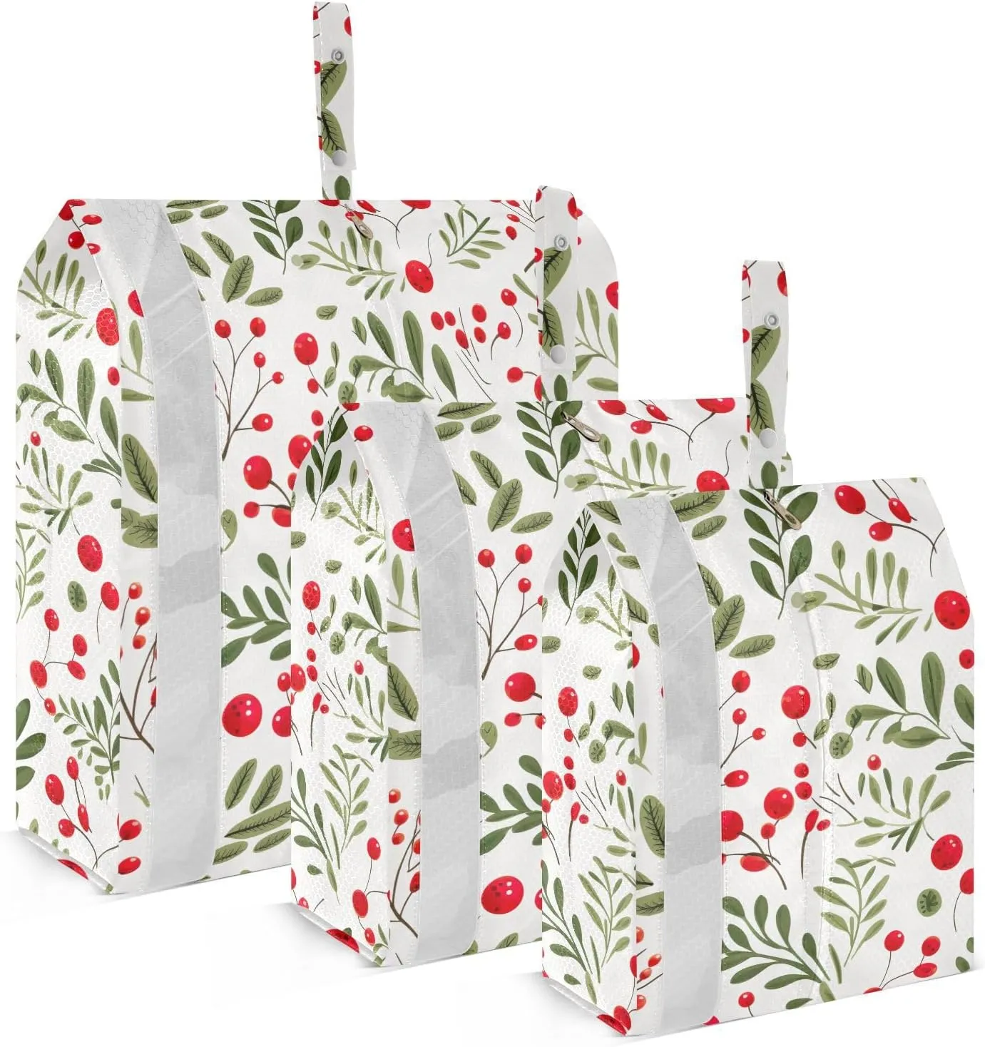 Christmas Leaf Cranberry Packing Cubes for Travel 3 Set Packing Cubes Compression Luggage Cubes for Travel