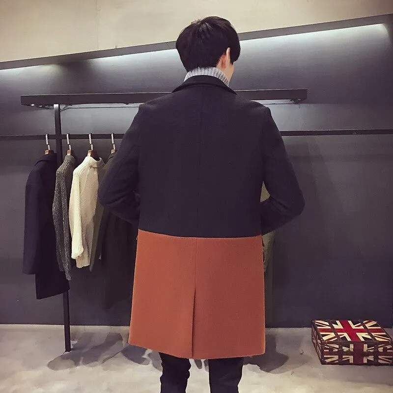 Coat Patchwork Wool Overcoat Long Trench Men Trench Desinger Outwear Party Jacket men soft shirt new