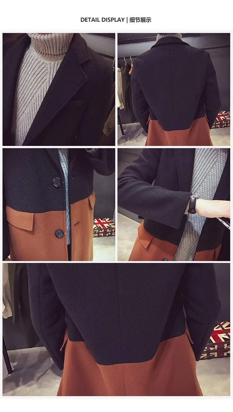 Coat Patchwork Wool Overcoat Long Trench Men Trench Desinger Outwear Party Jacket men soft shirt new