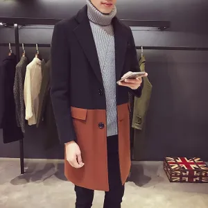 Coat Patchwork Wool Overcoat Long Trench Men Trench Desinger Outwear Party Jacket men soft shirt new
