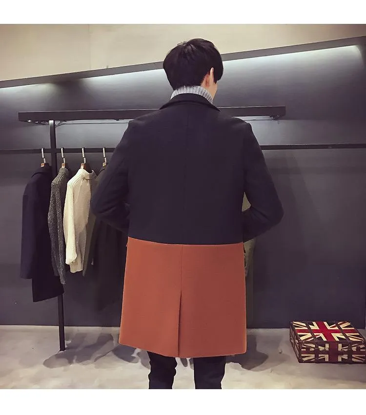 Coat Patchwork Wool Overcoat Long Trench Men Trench Desinger Outwear Party Jacket men soft shirt new