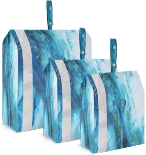 Colorful Blue White Marble Packing Cubes for Travel 3 Set Travel Compression Bags Suitcase Organizer for Travel Essentials