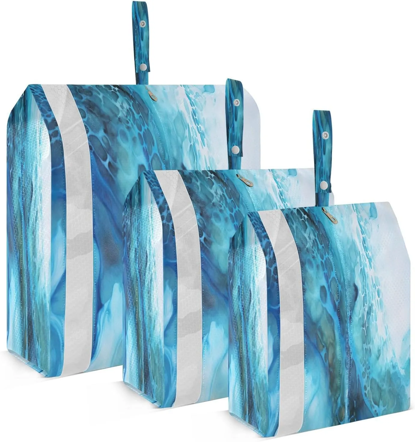 Colorful Blue White Marble Packing Cubes for Travel 3 Set Travel Compression Bags Suitcase Organizer for Travel Essentials