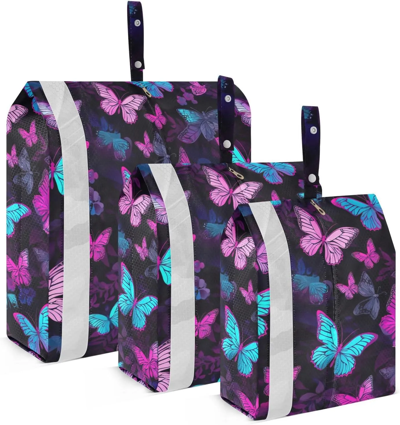 Colorful Butterflies Packing Cubes for Travel 3 Set Compression Packing Cube Luggage Bags for Packing Compression