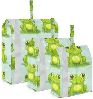 Colorful Cartoon Frogs Pattern Packing Cubes for Travel 3 Set Packing Cubes Compression Luggage Organizer Bags for Woman Man