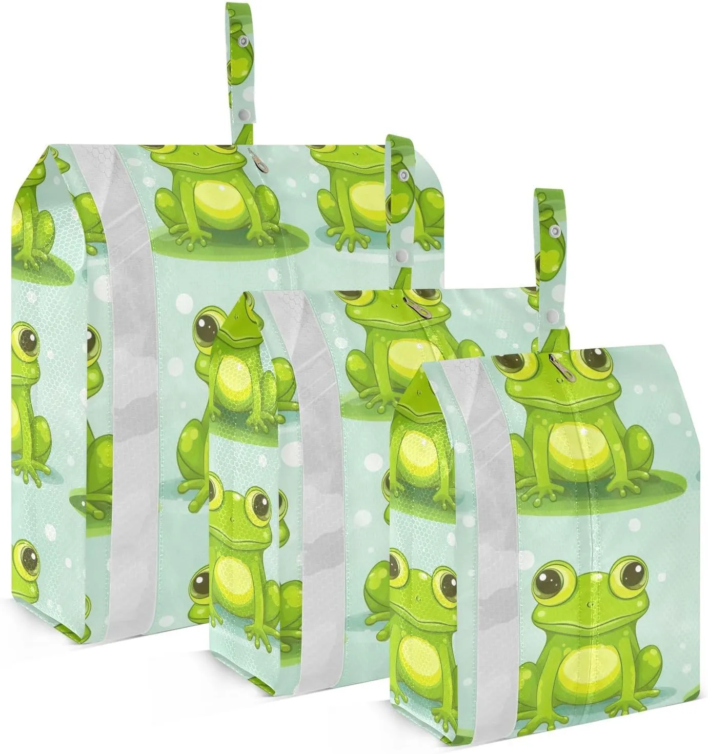 Colorful Cartoon Frogs Pattern Packing Cubes for Travel 3 Set Packing Cubes Compression Luggage Organizer Bags for Woman Man