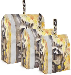 Colorful Cartoon Raccoon Packing Cubes for Travel 3 Set Compression Packing Cubes Suitcase Organizer Bags Set for Travel Compression