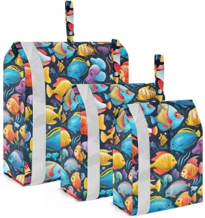 Colorful Cartoon Tropical Fishes Packing Cubes for Travel 3 Set Packing Essentials Suitcase Organizer for Travel