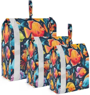 Colorful Cute Fishes Coral Packing Cubes for Travel 3 Set Travel Organizer Bags Luggage Cubes for Suitcase
