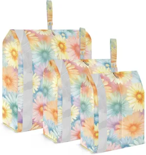 Colorful Daisy Flower Packing Cubes for Travel 3 Set Travel Packing Cubes Suitcase Organizer Bags Set for Travel Compression