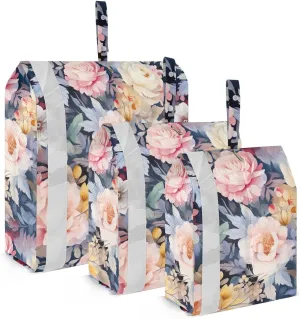 Colorful Flower Leaves Packing Cubes for Travel 3 Set Travel Organizer Luggage Packing Organizers for Travel Compression