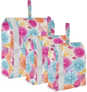 Colorful Flowers Packing Cubes for Travel 3 Set Packing Compression Cubes Suitcase Organizer Bags Set for Carry On Suitcases
