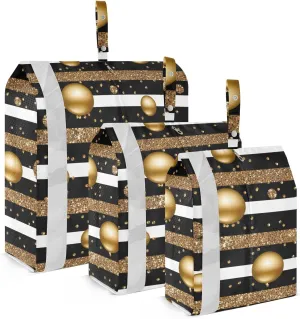 Colorful Gold Polka Dot Packing Cubes for Travel 3 Set Compression Packing Bags Luggage Bags for Vacation Clothes