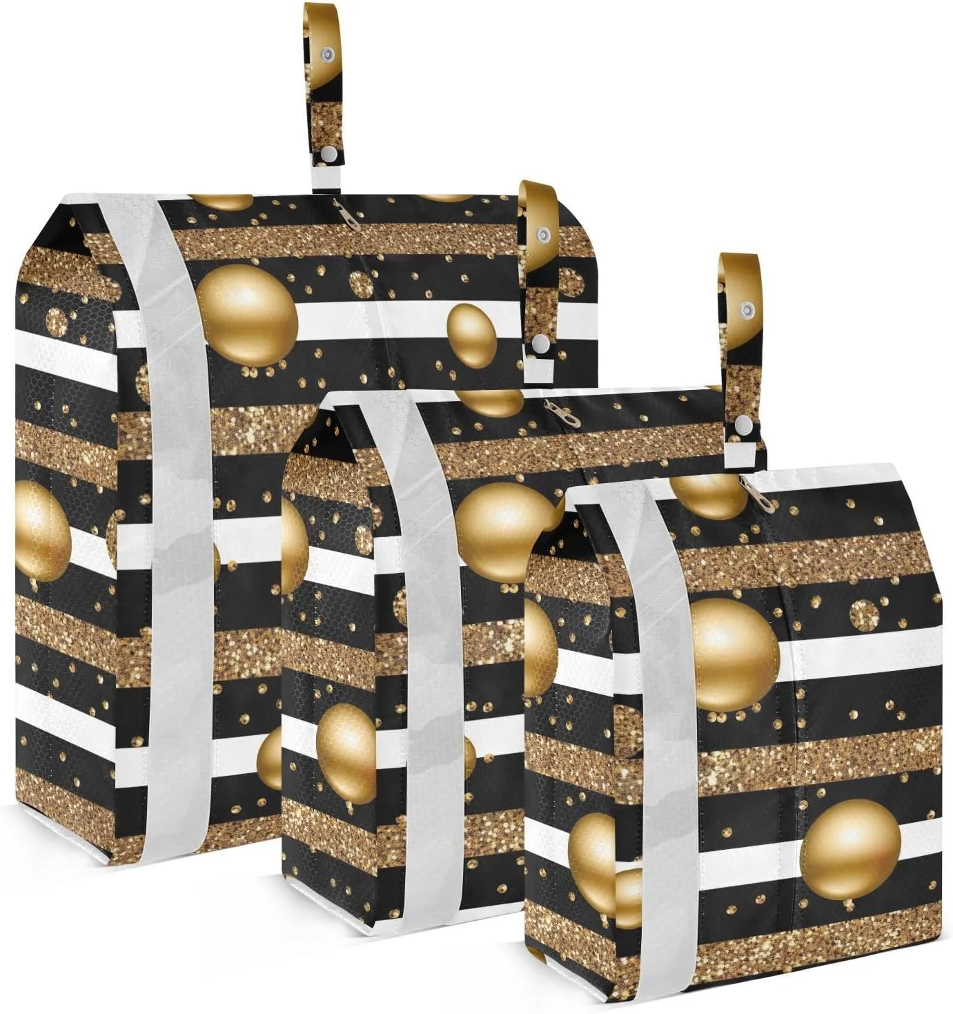 Colorful Gold Polka Dot Packing Cubes for Travel 3 Set Compression Packing Bags Luggage Bags for Vacation Clothes