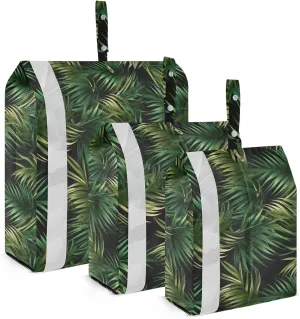 Colorful Green Leaves Black Packing Cubes for Travel 3 Set Large Packing Cubes Suitcase Organizer for Suitcases
