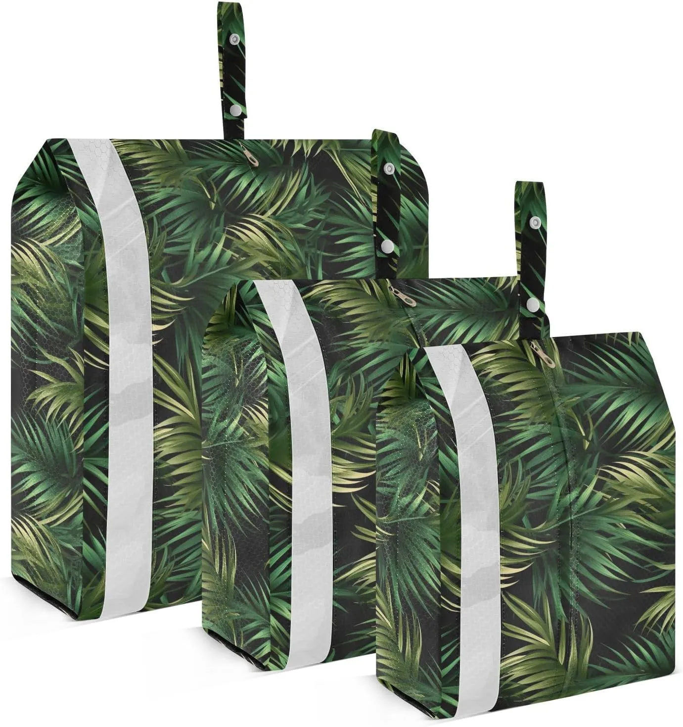 Colorful Green Leaves Black Packing Cubes for Travel 3 Set Large Packing Cubes Suitcase Organizer for Suitcases