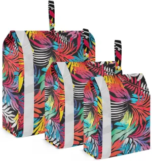 Colorful Leaves Packing Cubes for Travel 3 Set Travel Compression Bags Suitcase Organizer for Travel Essentials