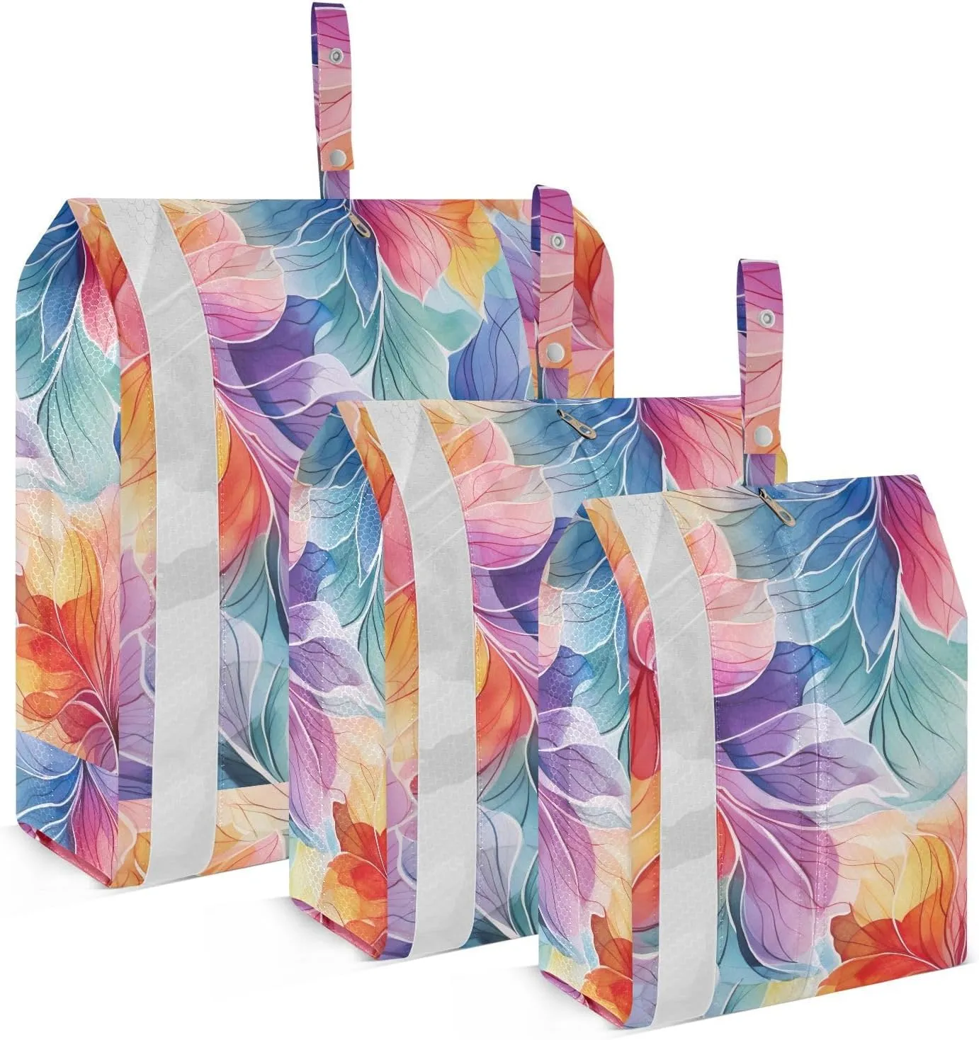 Colorful Purple Florals Packing Cubes for Travel 3 Set Luggage Packing Cubes Luggage Bags for Packing