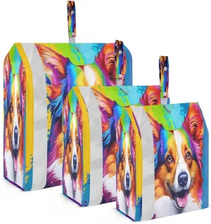Colorful Rainbow Dogs Packing Cubes for Travel 3 Set Travel Bags Organizer Luggage Accessories for Carry On Suitcases