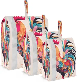 Colorful Rooster Packing Cubes for Travel 3 Set Compression Cubes Luggage Packing Organizers for Packing