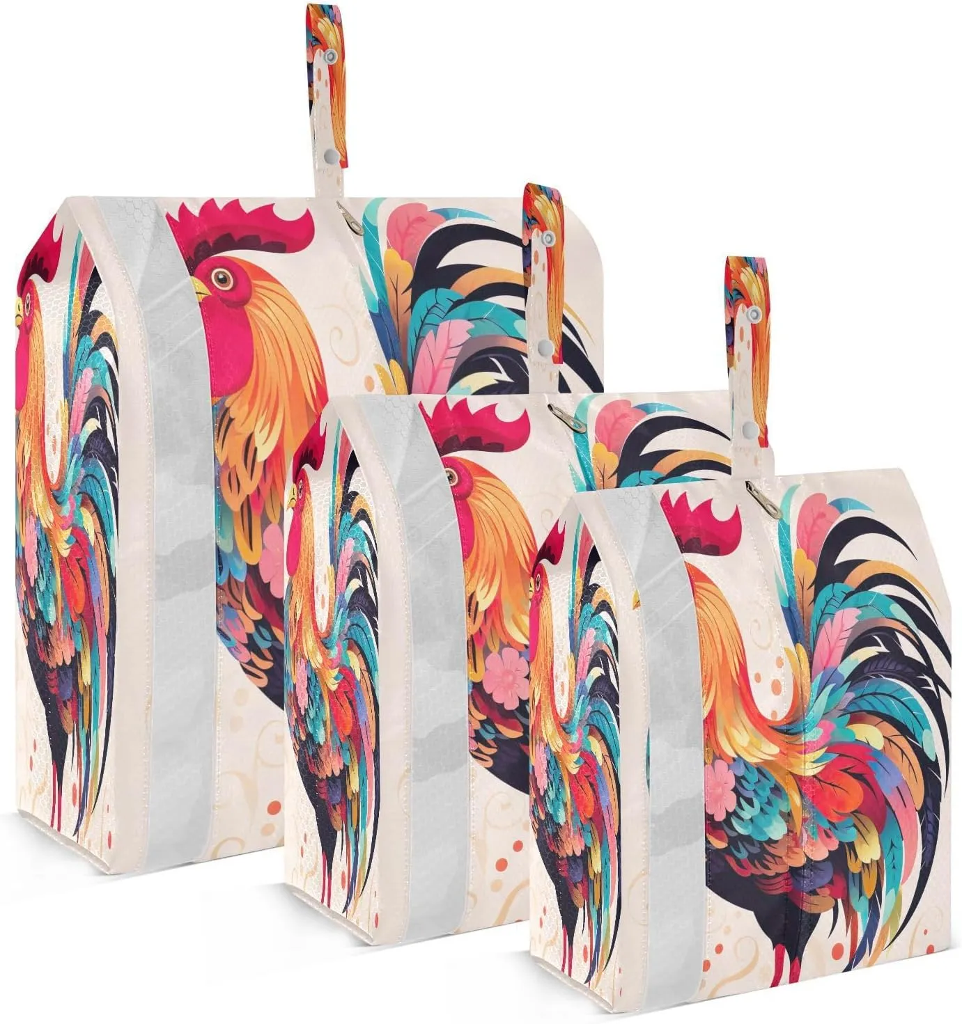 Colorful Rooster Packing Cubes for Travel 3 Set Compression Cubes Luggage Packing Organizers for Packing