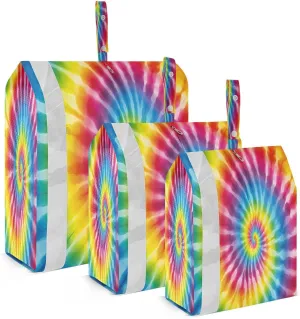 Colorful Tie Dye Rainbow Packing Cubes for Travel 3 Set Compression Bag Luggage Organizer Bags for Luggage