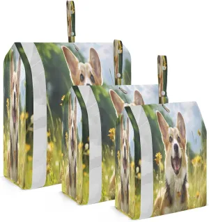 Corgi Dog Flower Packing Cubes for Travel 3 Set Travel Packing Cubes Luggage Packing Organizers for Suitcases