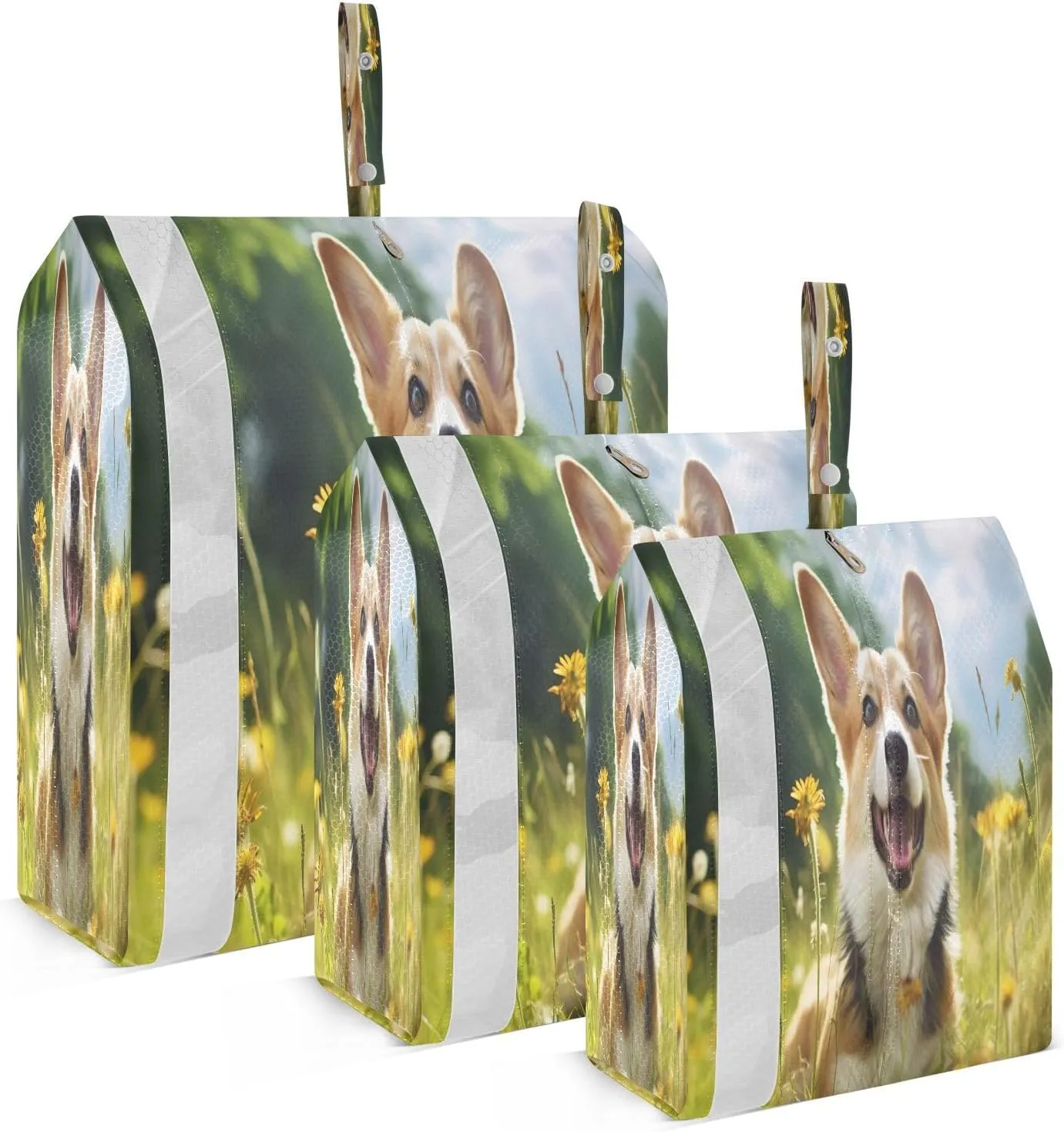 Corgi Dog Flower Packing Cubes for Travel 3 Set Travel Packing Cubes Luggage Packing Organizers for Suitcases