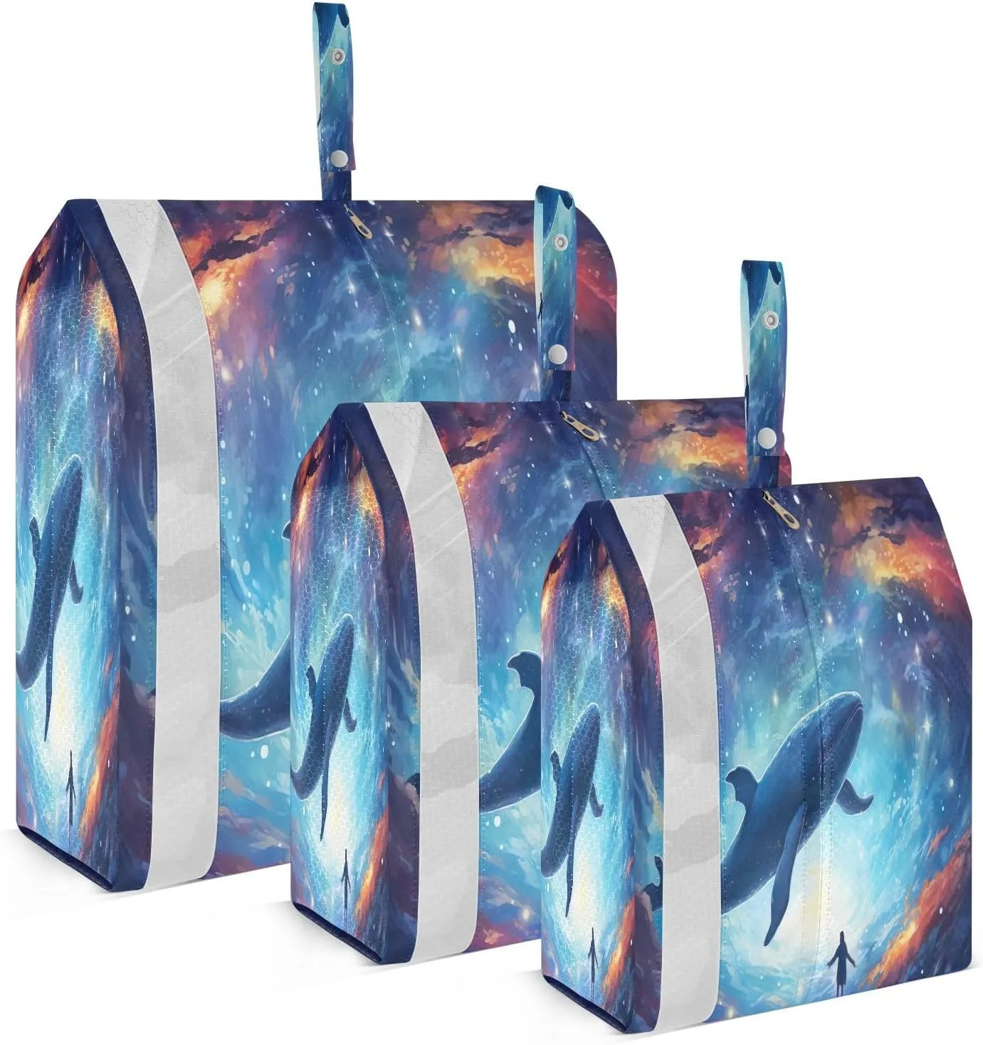 Cosmic Galaxy Whale Space Packing Cubes for Travel 3 Set Compression Travel Bags Luggage Organizers for Travel