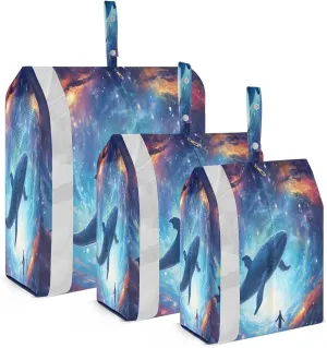 Cosmic Galaxy Whale Space Packing Cubes for Travel 3 Set Compression Travel Bags Luggage Organizers for Travel