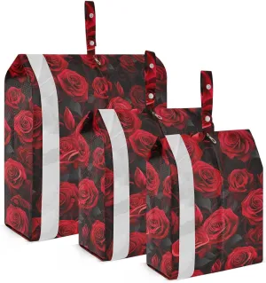 Crimson Rose Packing Cubes for Travel 3 Set Compression Bag Luggage Organizer Bags for Vacation Clothes