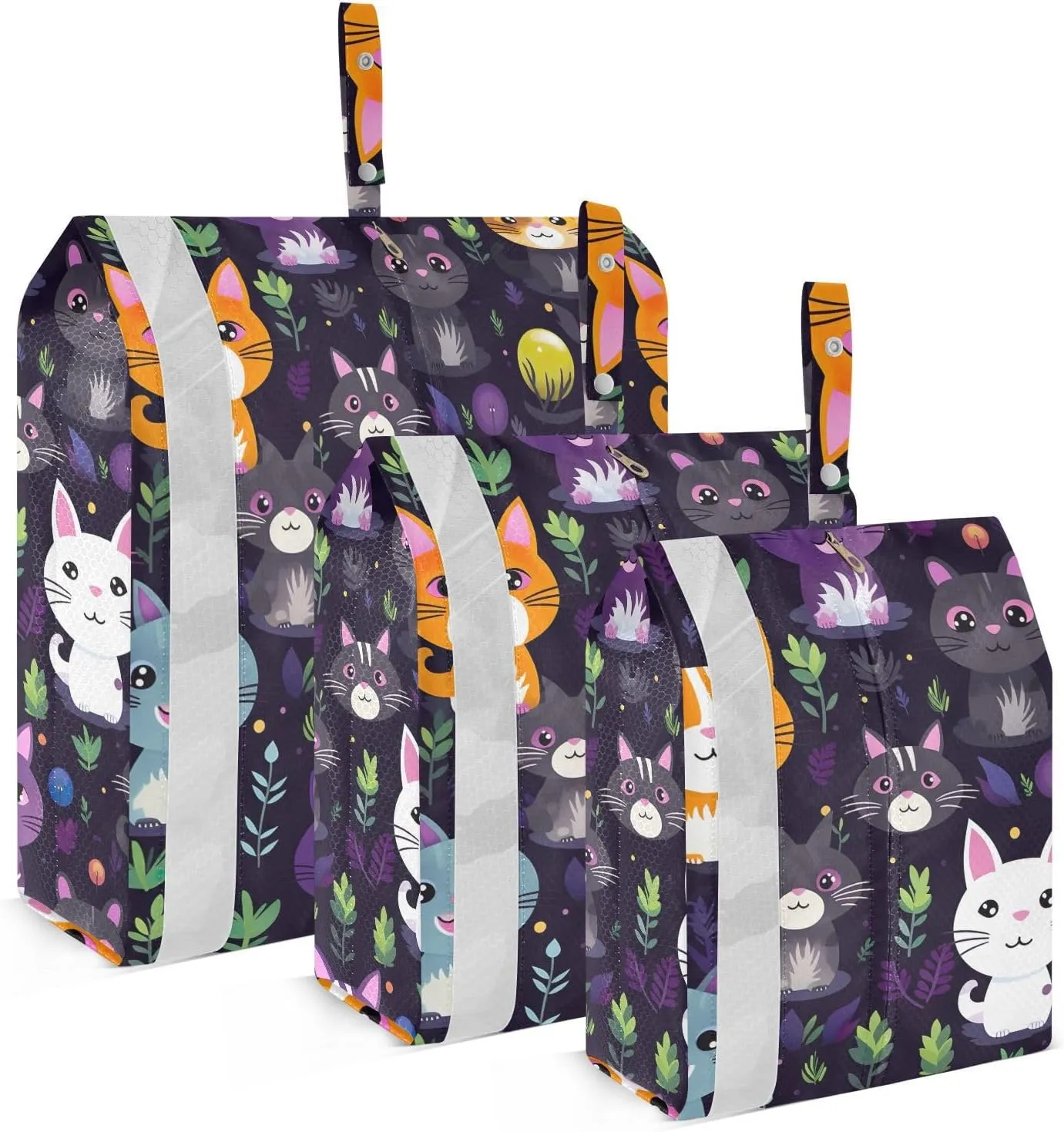 Cute Cat Plant Packing Cubes for Travel 3 Set Luggage Packing Cubes Luggage Packing Organizers for Travel Compression