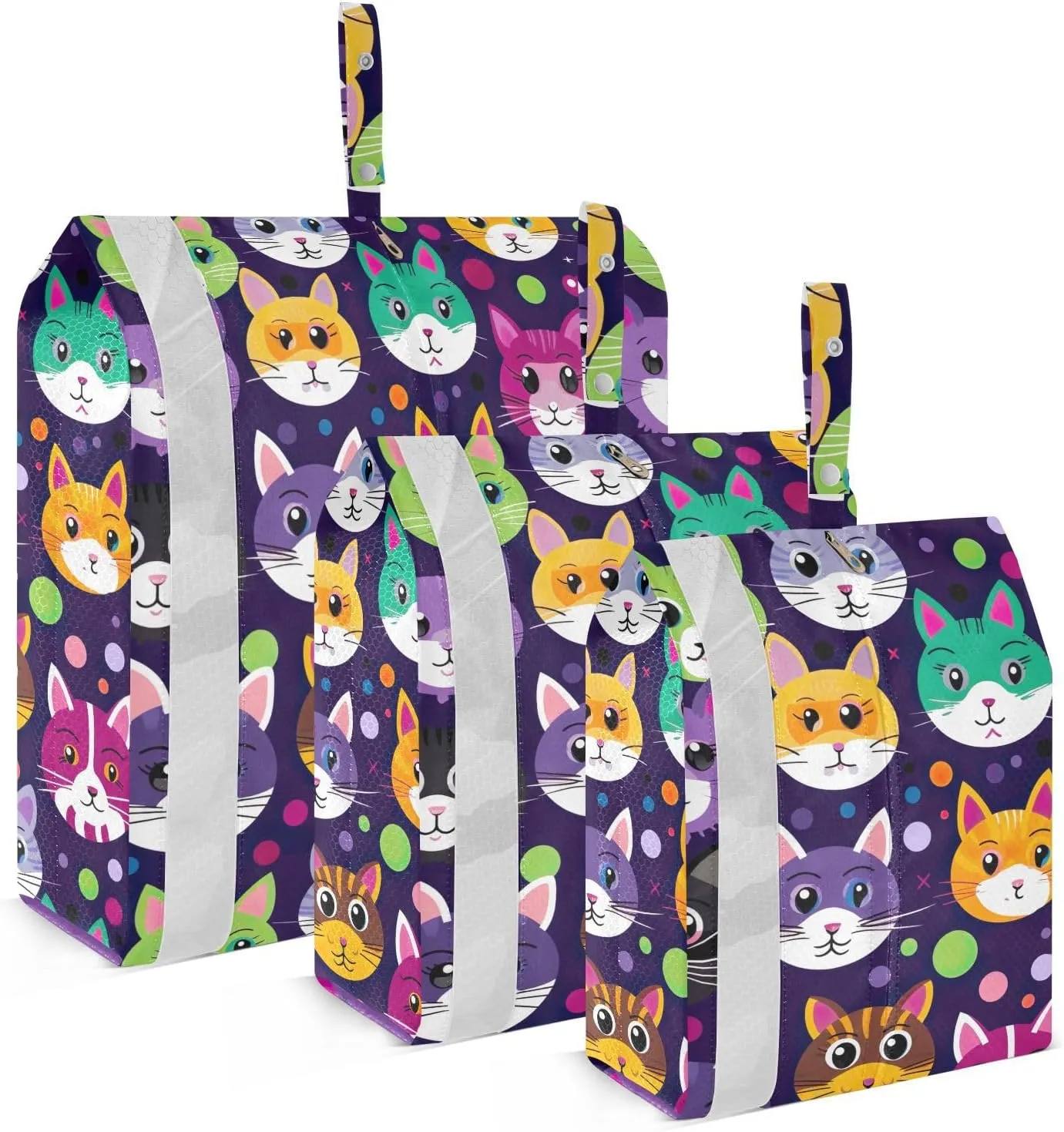 Cute Cat Purple Packing Cubes for Travel 3 Set Packing Travel Organizer Cubes Luggage Bags Organizer for Luggage