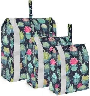 Cute Colorful Succulent Plant Packing Cubes for Travel 3 Set Packing Essentials Luggage Organizer Bags for Luggage