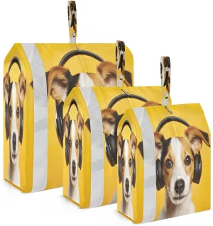 Cute Dog Puppy Yellow Packing Cubes for Travel 3 Set Compression Packing Cubes Luggage Organizers for Packing Compression