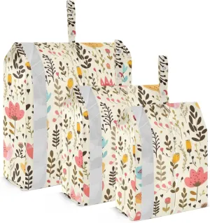 Cute Floral Flowers Leaves Packing Cubes for Travel 3 Set Travel Bags Organizer Luggage Organizers for Suitcases