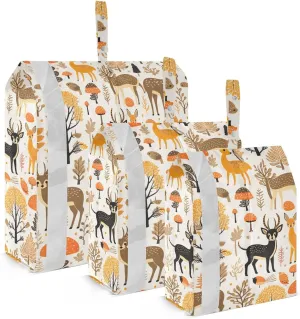 Cute Forest Animals Packing Cubes for Travel 3 Set Compression Travel Cubes Luggage Bags Organizer for Woman Man