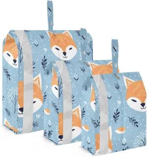 Cute Fox Blue Packing Cubes for Travel 3 Set Packing Travel Organizer Cubes Luggage Accessories for Packing Compression