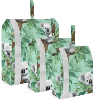 Cute Koala Green Packing Cubes for Travel 3 Set Compression Travel Cubes Luggage Bags Organizer for Carry On