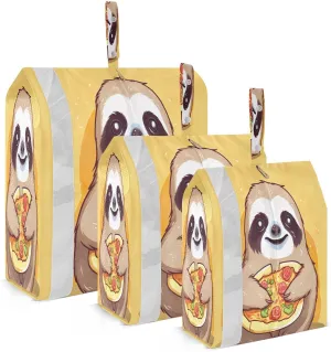Cute Sloth Pizza Packing Cubes for Travel 3 Set Large Packing Cubes Luggage Cubes for Packing