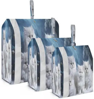Cute White Cats Kittens Packing Cubes for Travel 3 Set Large Packing Cubes Luggage Packing Organizers for Woman Man