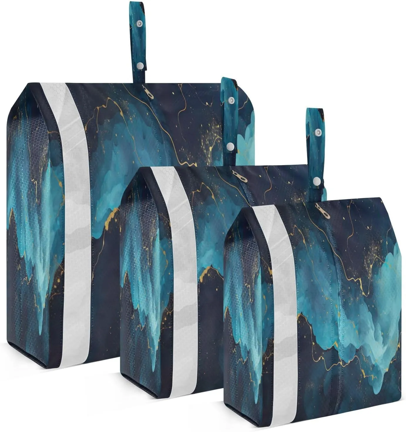 Dark Blue Marble Texture Packing Cubes for Travel 3 Set Travel Packing Cubes Luggage Organizers for Suitcase