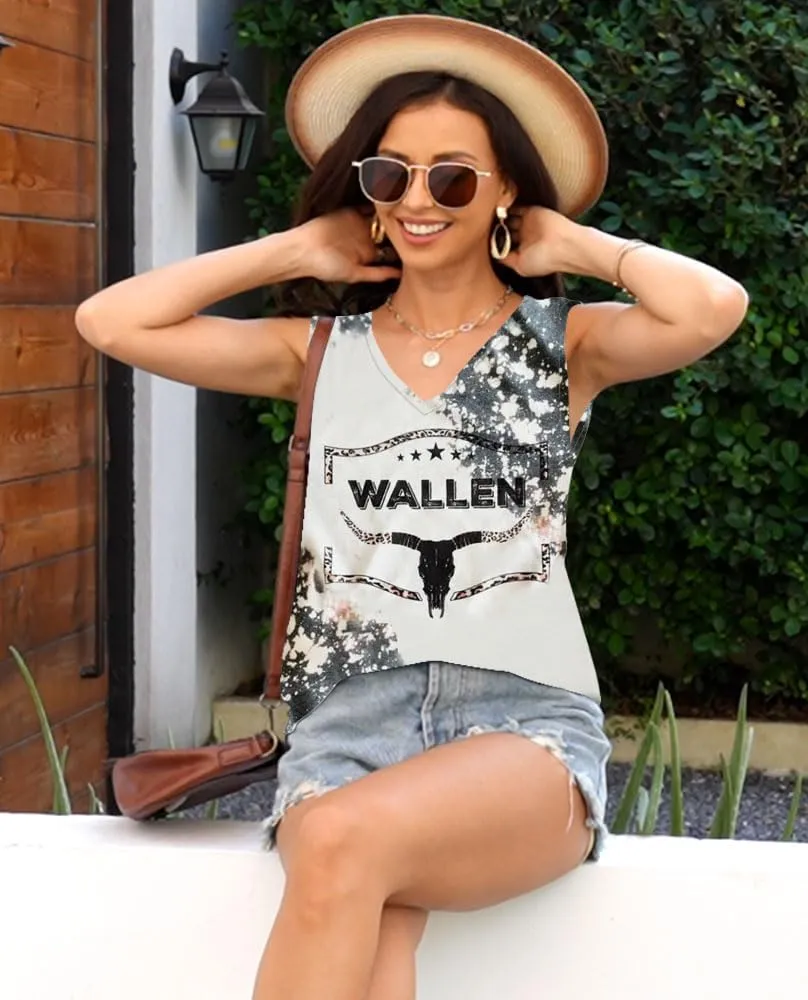 Disamer Summer Tank Tops for Women 2025 Trendy Spring Fashion Cute Printed Loose Fit Workout V Neck Sleeveless Shirts