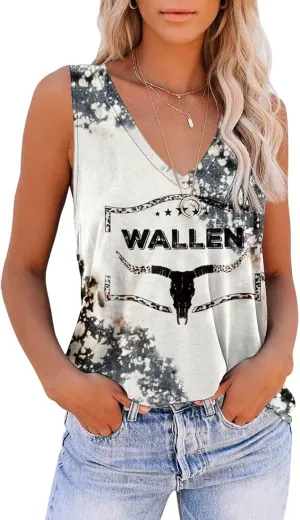 Disamer Summer Tank Tops for Women 2025 Trendy Spring Fashion Cute Printed Loose Fit Workout V Neck Sleeveless Shirts